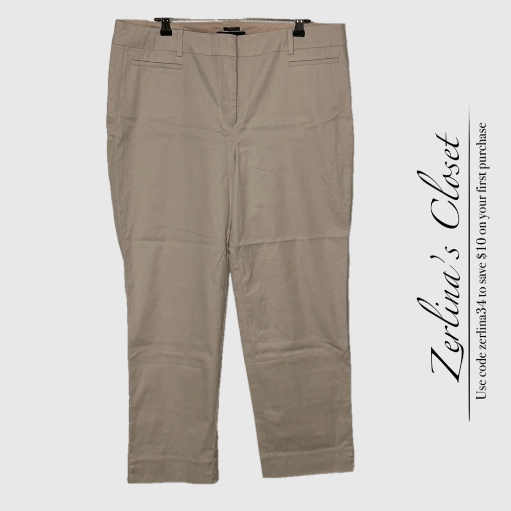 Talbots Light Khaki Crop Pants Size 14